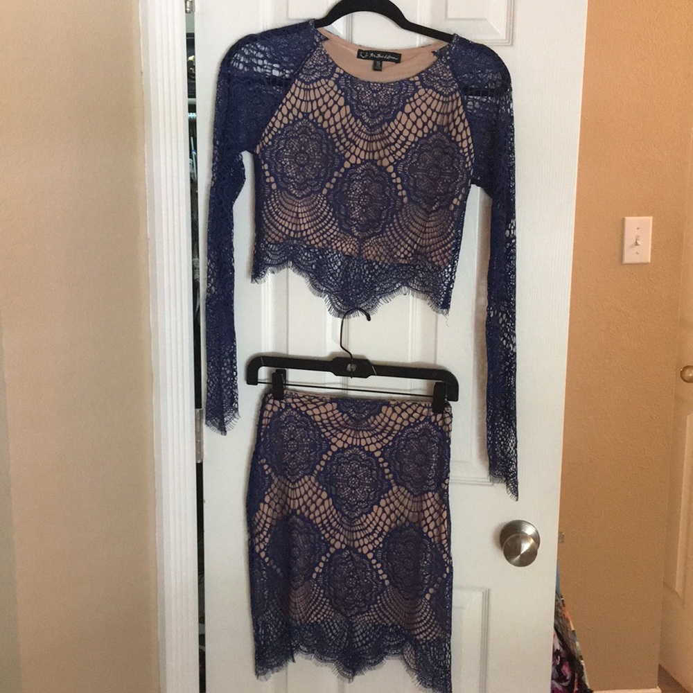For love and lemons lace crop top and skirt